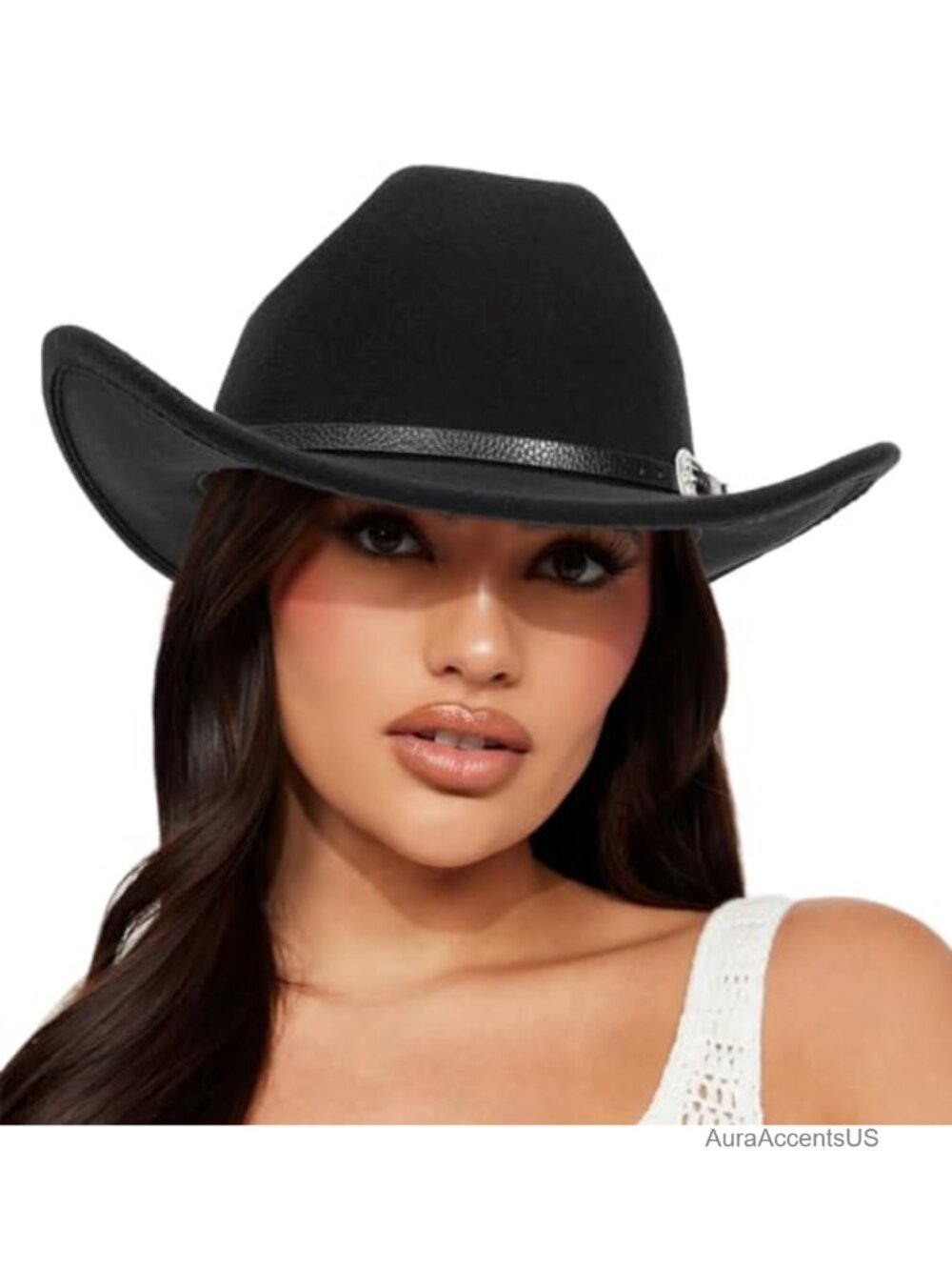 Womens Cowboy Hat Wide Brim Cotton Polyester Jazz Hat Adjustable